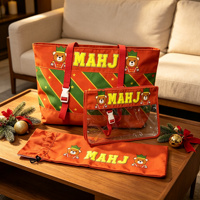 Sac de Mahjong de Noël, ensemble de 3 pièces, grande capacité, sac de rangement portable pour accessoires de Mahjong, sac de voyage pour maquillage, durable