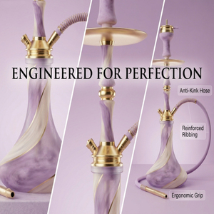 Juego de cachimba de mármol púrpura de lujo, moderno, de acero inoxidable dorado, shisha, narguile, pipa de agua para fumar, para bar, salón, fiesta, regalo. - Product Image 2