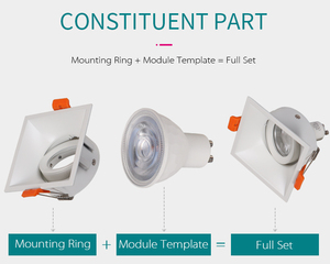 Aluminium Square Lighting Fixture Anti Glare Deep Hole Recessed Tilted LED Downlight <b>Frame</b> - Product Image 2
