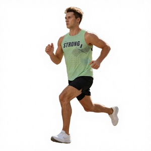 Custom Men's Seamless Quick Dry Breathable Eco-Friendly Sporty Sleeveless T-shirt Outdoor <b>Running</b> Tank Top <b>Singlet</b> - Product Image 3