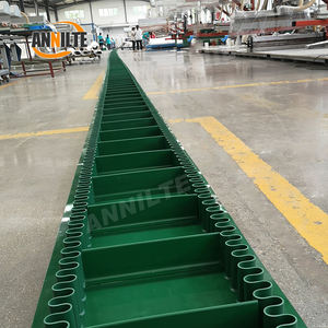 Annilte diperkuat pvc <span class=keywords><strong>cleated</strong></span> sabuk konveyor hijau dan sisi rok sabuk konveyor untuk mencuci kentang - Product Image 3