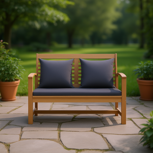 Panca da giardino 43,31 x 25,98 x 29,92 pollici con cuscino, mobili da esterno in legno marrone - Product Image 2