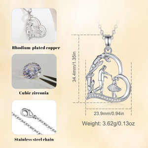 Regalo per la Festa del Papà Merryshine, Collana in Rame con Ciondolo a Cuore per Padre <span class=keywords><strong>e</strong></span> Figlia, Gioiello con Zirconia Cubica - Product Image 5