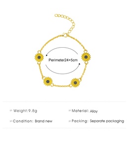Nieuwe Olie Druipende Zonnebloem Epoxy <span class=keywords><strong>Design</strong></span> Enkelband Persoonlijkheid Mode Go'l'd Daisy Glazuur Strand Voet Ketting Enkelbanden - Product Image 6