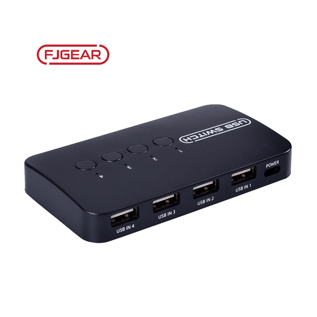 FJ-U404 Fjgear 4 in 4 Out Usb2.0 Sharing Switch Box 4 Port 4 Computers Share 4 Usb Devides Plug and Play
