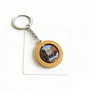 Porte-clés souvenir de vacances d'<span class=keywords><strong>Irlande</strong></span>, Dublin, avec cadre en métal doré et dôme en verre, motif harpe irlandaise et trèfle, <span class=keywords><strong>prix</strong></span> de gros - Product Image 6