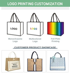 Venta al por mayor respetuoso con el medio ambiente de gran capacidad de alta calidad orgánico plegable yute playa bolsa de compras con logotipo de impresión personalizado - Product Image 6