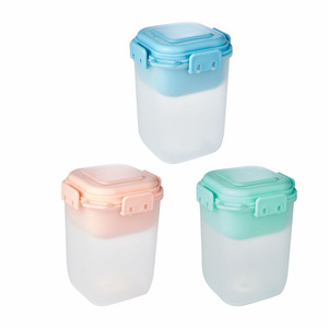 Double Layer Insulated Salad Cup 580ml Sealed Portable <b>Lunch</b> <b>Box</b> For Office Workers Mixed Colors Rectangle Shape Plastic Lid - Product Image 5