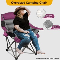 Chaise de camping pliable robuste avec cadre en fer solide, tissu Oxford 600D résistant aux déchirures, capacité de charge élevée et stable