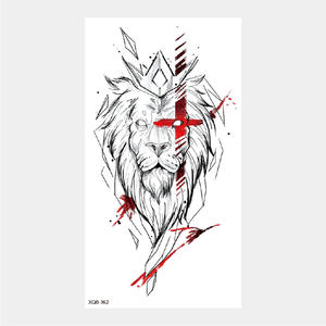 Adesivi per tatuaggi animali, tigre, leone, testa <span class=keywords><strong>di</strong></span> lupo e potenti adesivi per trasferimento d'acqua a metà braccio grandi - Product Image 3