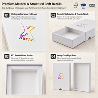 Boîte à tiroir coulissante blanche résistante aux enfants en carton couché avec gaufrage holographique pour marques de bijoux et cadeaux