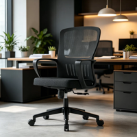 Chaise de bureau ergonomique en maille pivotante pour la maison et l'ordinateur, chaise de personnel multifonctionnelle avec option de dossier basculant