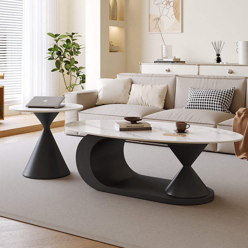 Base conique noir mat [Dalle de roche blanche Snow Mountain]