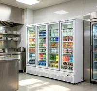Congélateur vertical commercial à 3 portes, à température unique, avec vitrine en verre et éclairage LED, 220V, pour supermarché, pour la présentation de bières et de boissons