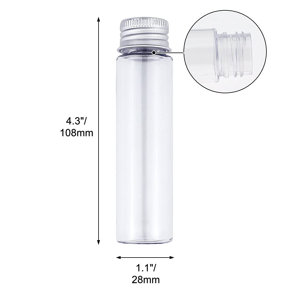 Tubo transparente con tapa de aluminio plateado