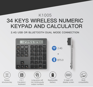 Ergonomic BT5.0 Dual Mode Wireless Numeric <b>Keyboard</b> With Display Calculator 34 Keys Portable Number Keypad for Win/Mac - Product Image 6