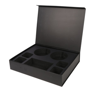 Big foam insert magnetic gift box black product paper box custom box with custom insert