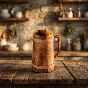 Jarra Vikinga Hecha a Mano de Madera Natural con Cuerdas, Decoración Rústica para el Hogar, Duradera, Coleccionable, Ecológica y Personalizable - Product Image 1