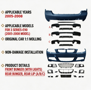 ชุดแต่งภายนอกรถยนต์ Auron 3 Series E90 รุ่นใหม่ อัพเกรดกันชน ปี 2005-2008 ราคาดีที่สุด ชุดกันชนครบชุด - Product Image 4