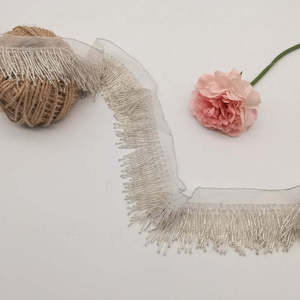 6CM White Bead <b>Fringe</b> <b>Trim</b>, Rhinestone Tassel <b>Trim</b> for Haute Couture - Product Image 4