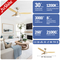 Ventilador de techo led, 3 aspas de madera maciza decorativas, 1 unidad