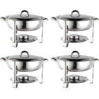 Service de buffet en acier inoxydable 201 de 4 L, couleur argent, avec couvercles et chauffe-plats pour la restauration hôtelière