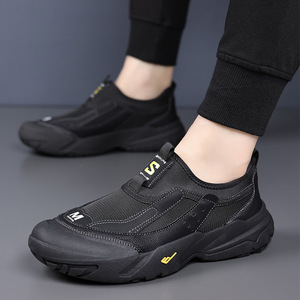 รองเท้าลำลองผู้ชาย ระบายอากาศได้ดี พื้นหนา สไตล์ Chunky Sneakers สำหรับผู้ใหญ่ ใส่ได้ทุกฤดู สีกากี สีดำ - Product Image 4