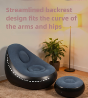 Fauteuil gonflable à surface floquée, confortable, imperméable, portable, avec ottoman