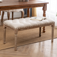 Tabouret carré européen en tissu, tabouret de piano bjflamingo Vanity Bench Foot-stool avec pieds en bois sculpté