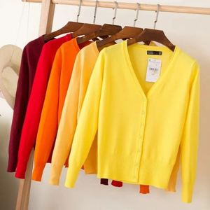 I-0019 Sugar Color V Neck Long Sleeve Custom <b>Women</b> Autumn Office Lady Knitted <b>Cardigan</b> Sweaters - Product Image 1
