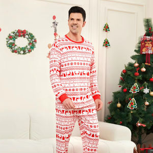 ملابس نوم طويلة الأكمام ناعمة مطبوعة ، منامة بخصر مرن للتنفس ، منامة حرارية عائلية مطابقة للخريف وعيد الميلاد - Product Image 4