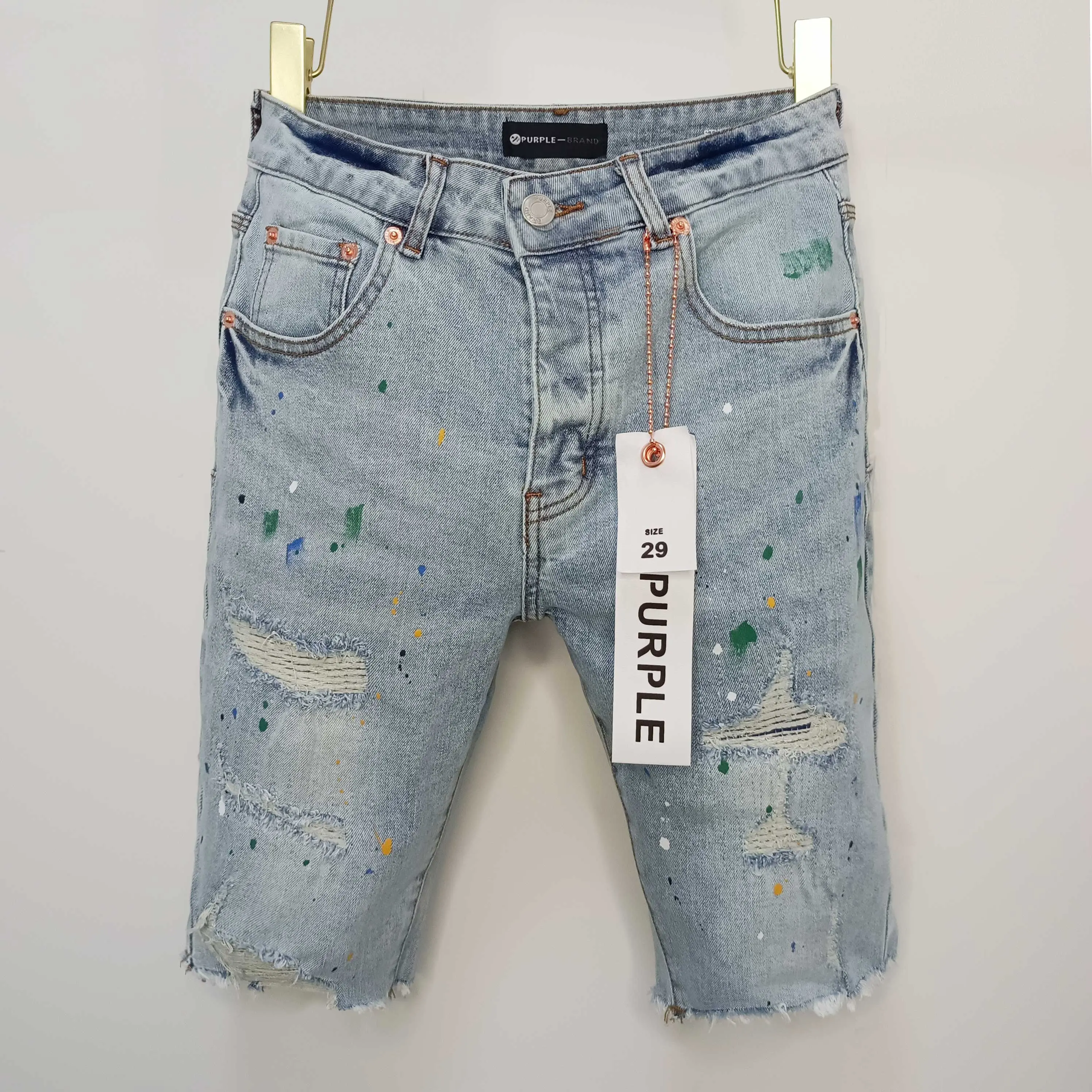 Stock Hombres Pantalones Vaqueros Cortos Púrpura Jeans Marca Denim Skinny Nueva Llegada 2024 Pantalones Cortos de Algodón Hombres Púrpura