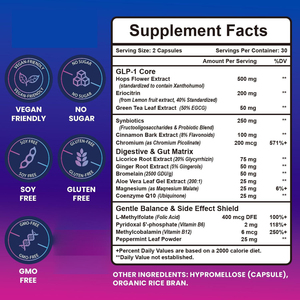 แคปซูลเสริม GLP-1 สูตรธรรมชาติเพื่อพลังงานทางเผาผลาญ ช่วยเสริม GLP-1 พร้อมใยอาหาร - Product Image 3