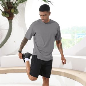 Camiseta de gran tamaño a la moda para hombre, camisetas de algodón Premium, Camiseta básica de entrenamiento atlético de manga corta de peso pesado - Product Image 4