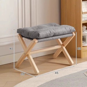 Foldable Foot Stool Ottoman Rest with Bamboo X Legs Folding <strong>Small</strong> Padded for Bedroom Living Room, <strong>Footstool</strong> for Chair Couch - Product Image 3