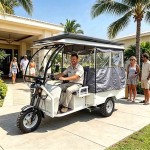 Ev <b>Mini</b> Shuttle Car Resort Electric Tricycle 1500W 3 Wheel Closed Body <b>Solar</b> <b>Panel</b> Adult 6 Passenger Commercial Transport - Product Image 1