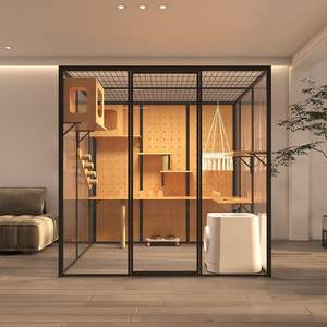 Большая вилла для кошек Ruimuxiang: домашний комплекс для кошек с лазалкой, лежанкой, металлическим каркасом и лотком для туалета - Product Image 3