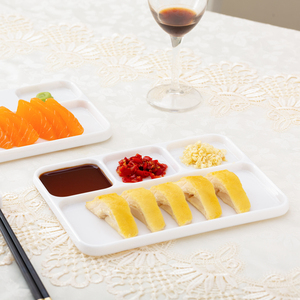 Vente en gros <span class=keywords><strong>plat</strong></span> de restauration <span class=keywords><strong>rapide</strong></span> en mélamine blanc à 4 compartiments pour restaurant divisé - Product Image 6