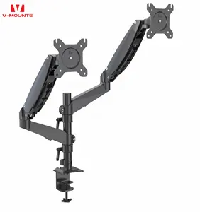 V-mount cao cấp kép khí mùa xuân màn hình cánh tay đứng cho 32-inch màn hình 90-độ nghiêng nhôm VESA xoay văn phòng bàn gắn kết