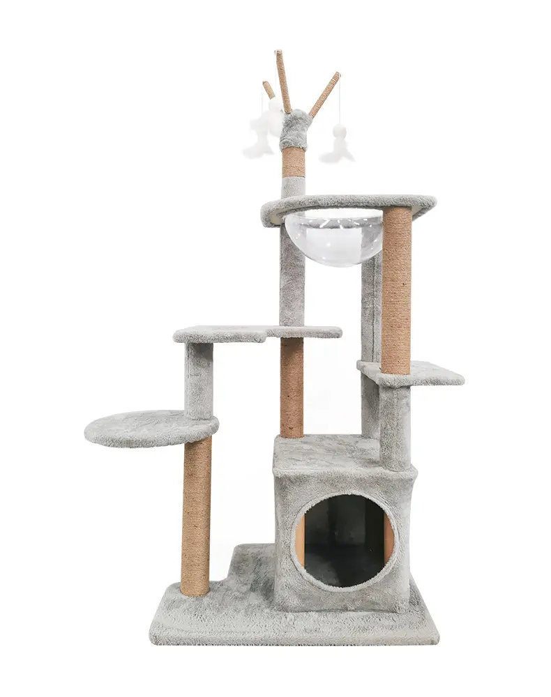 plush Flower Cat Scratching Post Climbing Frame Tree House Modern Luxury Tower Scratching Post Cat Trees & Scratcher Wood Cat Tr