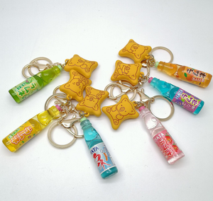 Porte-clés artificiel <span class=keywords><strong>de</strong></span> style japonais, en forme <span class=keywords><strong>de</strong></span> boule, avec pendentif figurine <span class=keywords><strong>de</strong></span> dessin animé (boisson, ours en peluche, biscuit, mini-aliment), ornement suspendu - Product Image 4