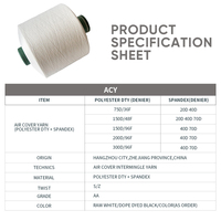 Fil de couverture aérienne ACY 150/40, fil recouvert de spandex 40, fil polyester DTY 150D/96F pour tissu denim