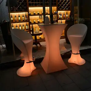 屋外ワイヤレス防水LEDバーテーブルと椅子LED家具