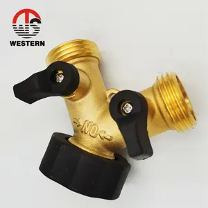 Super Heavy Duty Water Hose Connector Splitter 3/4 Inch Brass Garden Hose Shut Off Valve