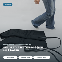 Alat Pijat Kaki Kompresi Udara 4 Ruang untuk Pemulihan Olahraga, Sepatu Pressotherapy dengan Ritsleting Penuh dan 4 Mode