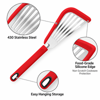 Spatule en silicone anti-rayures pour la cuisine, la cuisson du poisson, la friture, spatule en acier inoxydable pour crêpes, œufs frits, steaks, outil de cuisine
