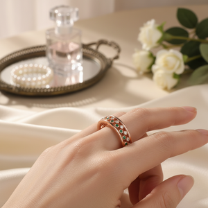 Dainty Two Band <b>Rings</b> Together Emerald and White CZ Stone Wholesale Turkish 925 Sterling Silver Jewelry Handmade Fine Jewellery - Product Image 3