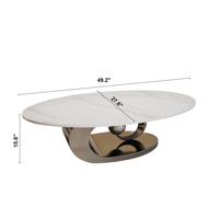 [Stock US] Table basse ovale en marbre moderne et exquise de 49 pouces, expédition nationale aux États-Unis, 1 pièce MOQ