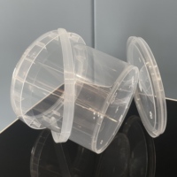 Seau en plastique PP transparent de 0,75 L avec poignée et couvercle, mini récipient alimentaire pour le stockage des épices, des sauces et des poudres.