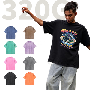 SHENGSHI Team's Tee Custom 320g Vintage Wash Retro Relaxed O-cou Work Séchage rapide pour impression personnalisée Bulk Tee Running pour hommes - Product Image 1